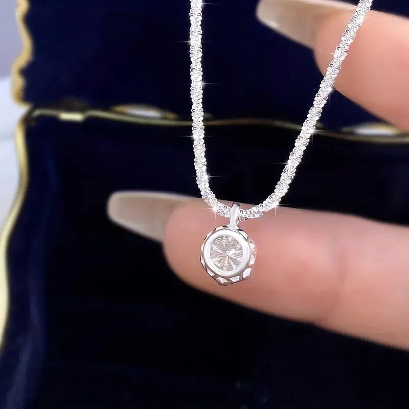 Moissanite Solitaire Pendant Sterling Silver Necklace
