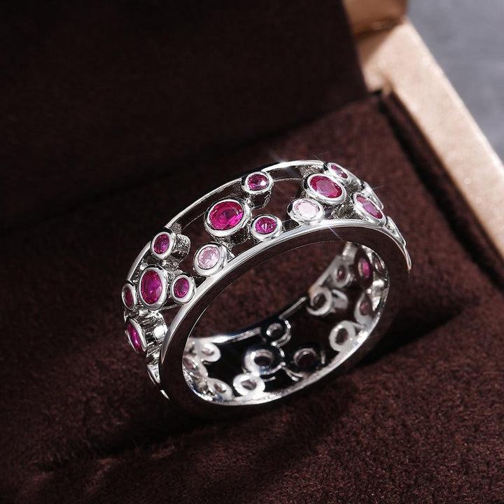 Hollow Blue Crystal Statement Ring