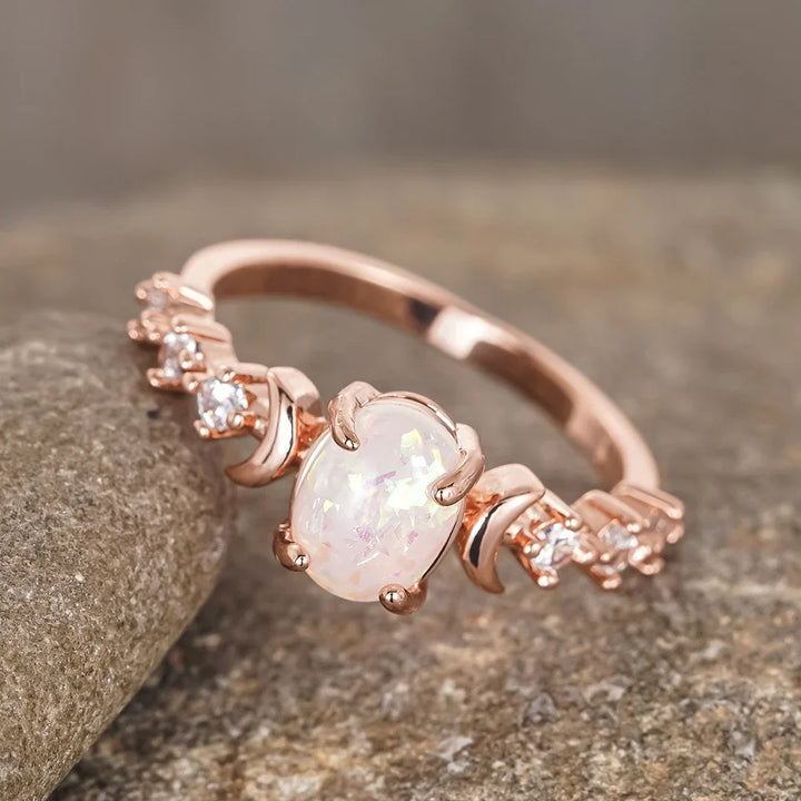 Moonlit Opal Ring with Celestial Sparkle