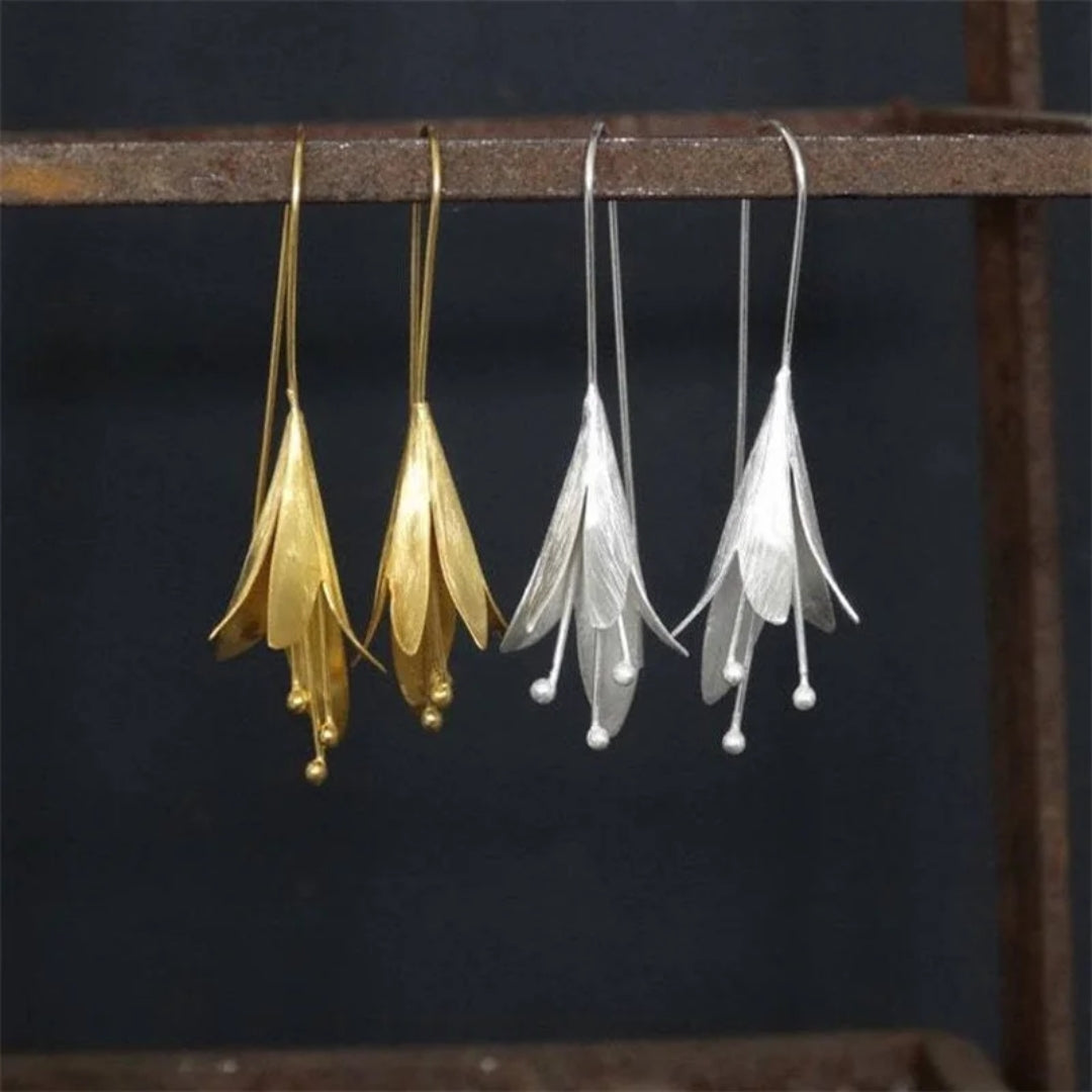 Vintage Gold &amp; Silver Lotus Earrings