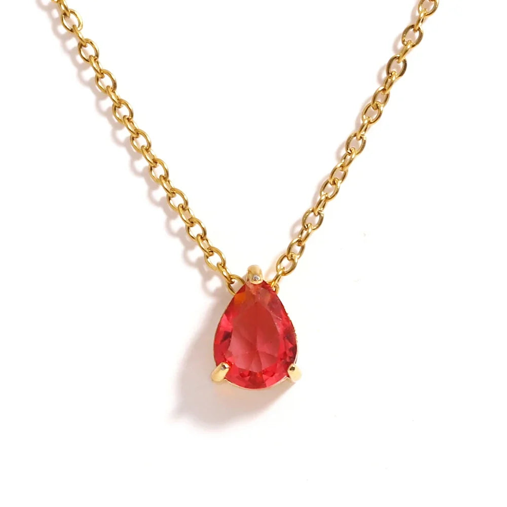 Crystal Teardrop Birthstone Necklace