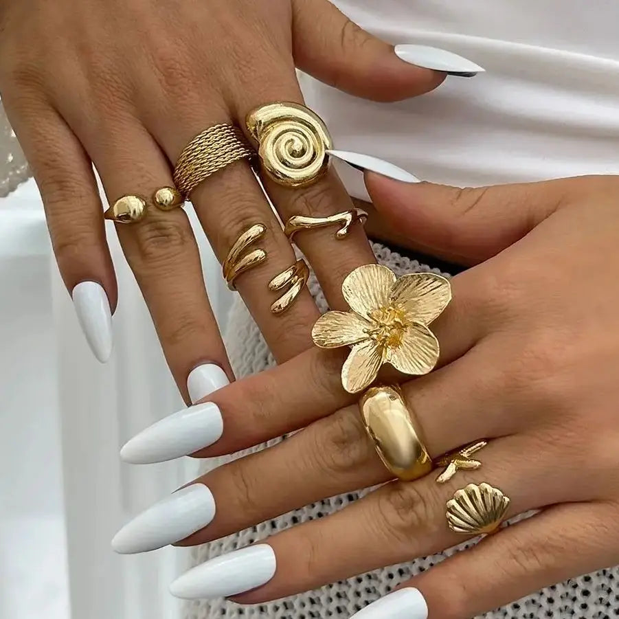Vintage Flower Petal Ring Collection