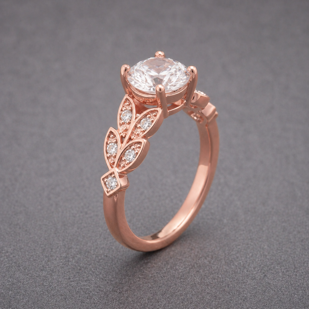 Exotic Floral Crown Zirconia Ring
