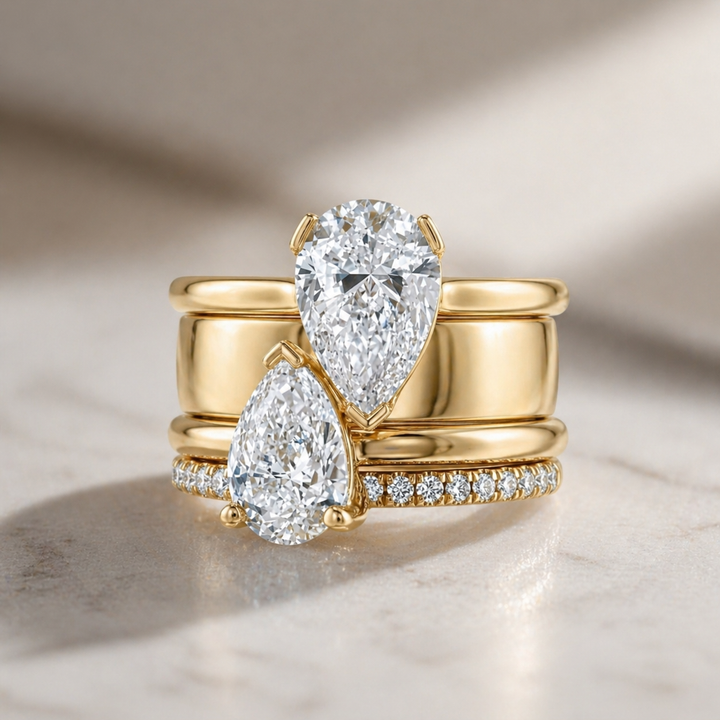 Vintage Dual Zirconia Drop Ring