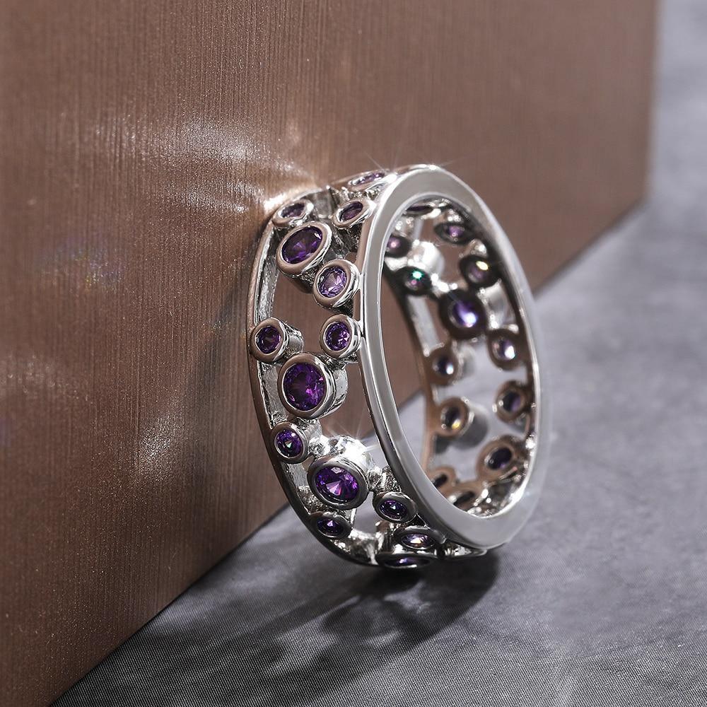 Hollow Blue Crystal Statement Ring