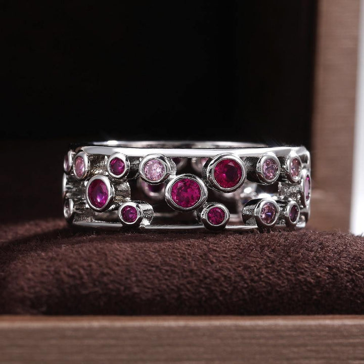 Hollow Blue Crystal Statement Ring