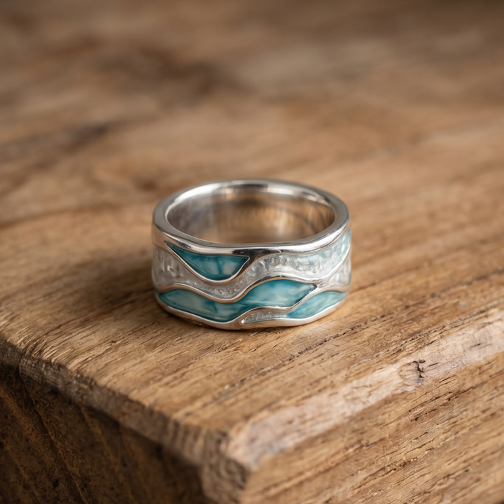 Turquoise Seasilver Ripple Ring
