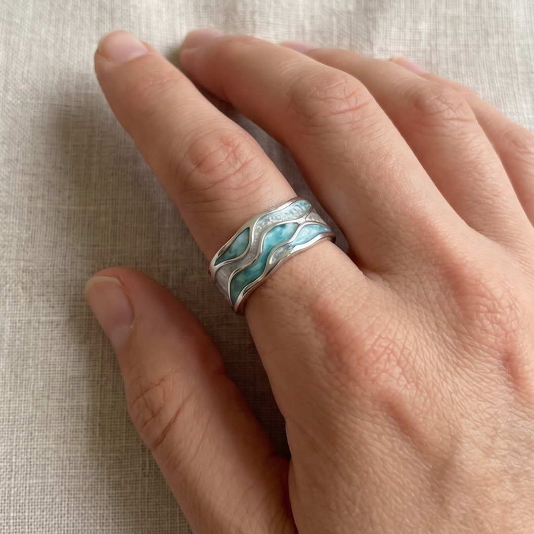 Turquoise Seasilver Ripple Ring