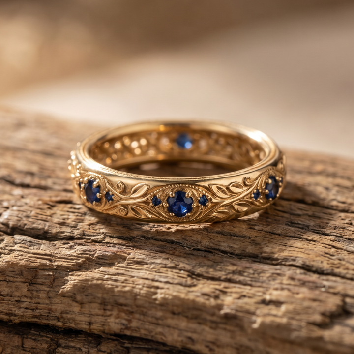 Exotic Fine Blue Zirconia Leaf Ring