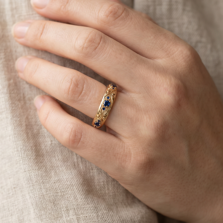 Exotic Fine Blue Zirconia Leaf Ring