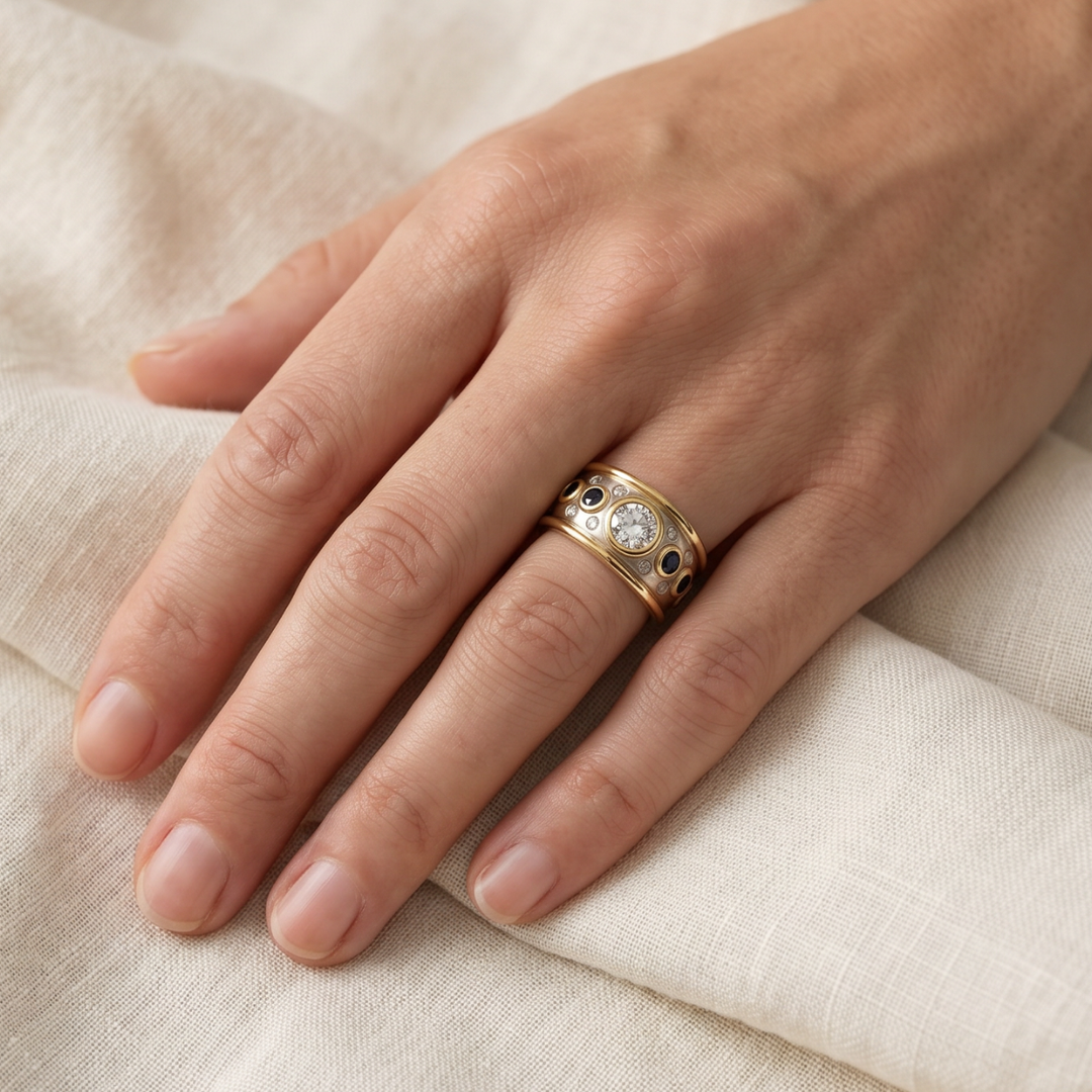 Vintage Cubic Zirconia Inlaid Ring