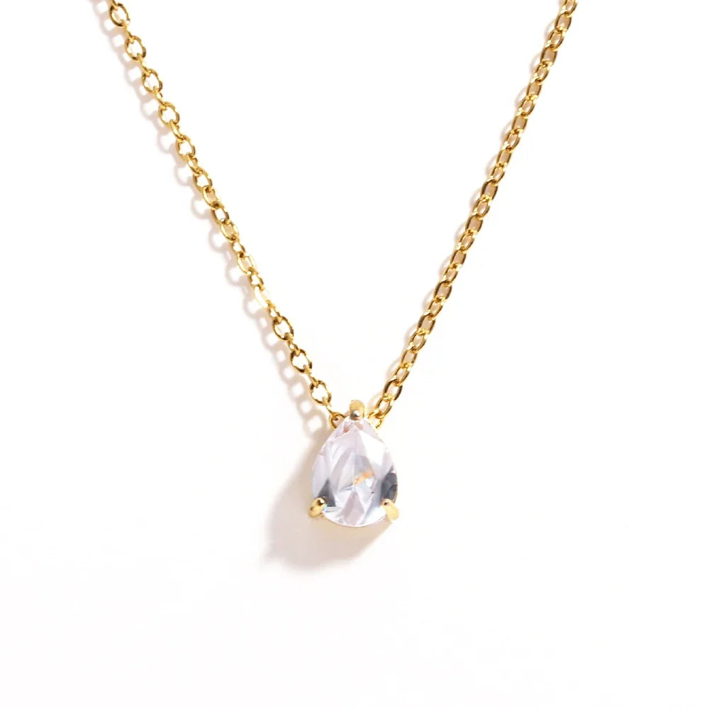 Crystal Teardrop Birthstone Necklace