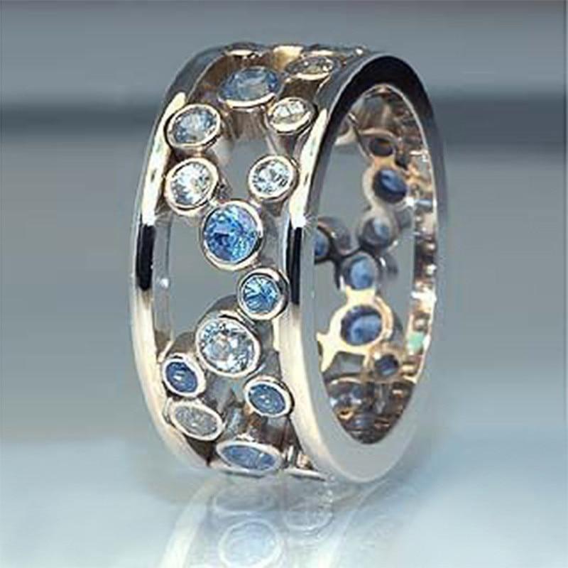Hollow Blue Crystal Statement Ring