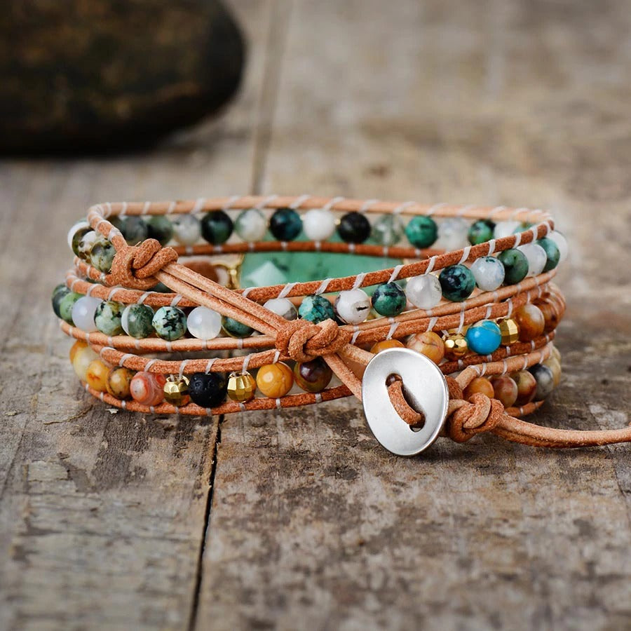 Jade &amp; Moss Agate Bracelet