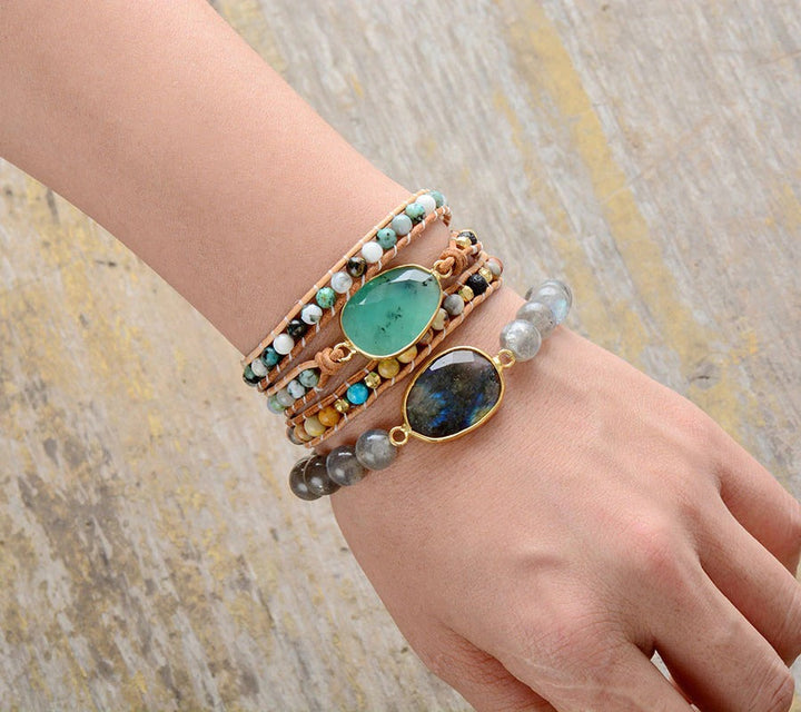 Jade &amp; Moss Agate Bracelet