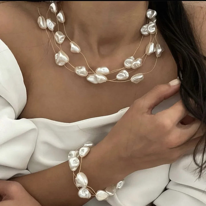 Luminous Pearl Necklace &amp; Bracelet Set