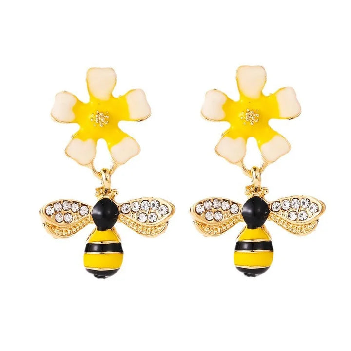 Bee &amp; Sunflower Drop Earrings