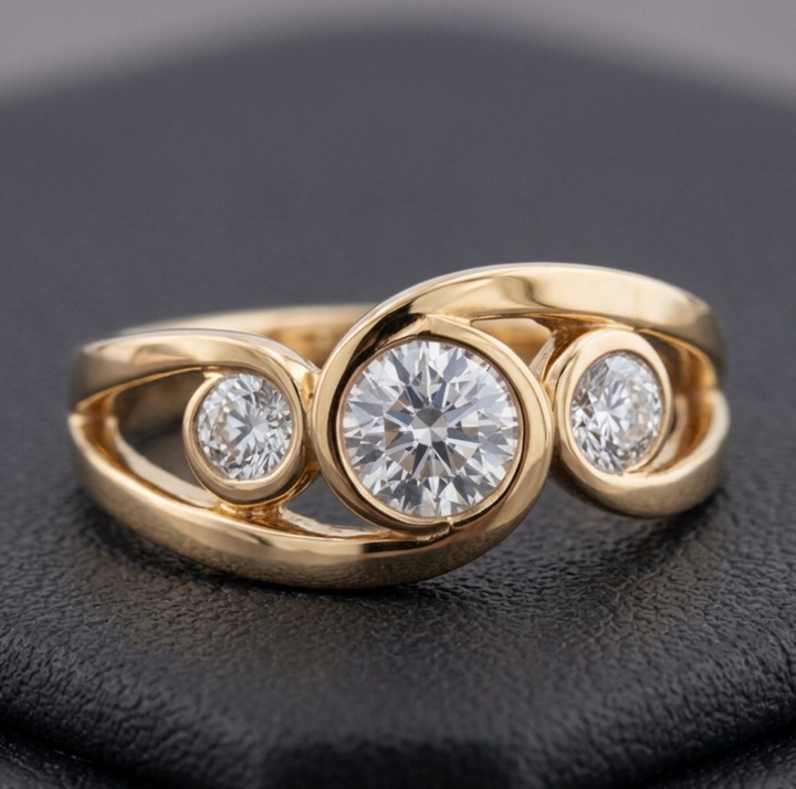 Vintage Gold Spiral Zirconia Ring