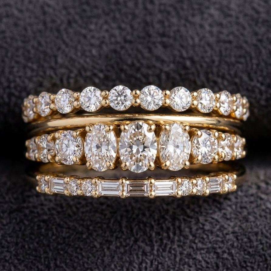 Vintage Elegant Zirconia Ring Set