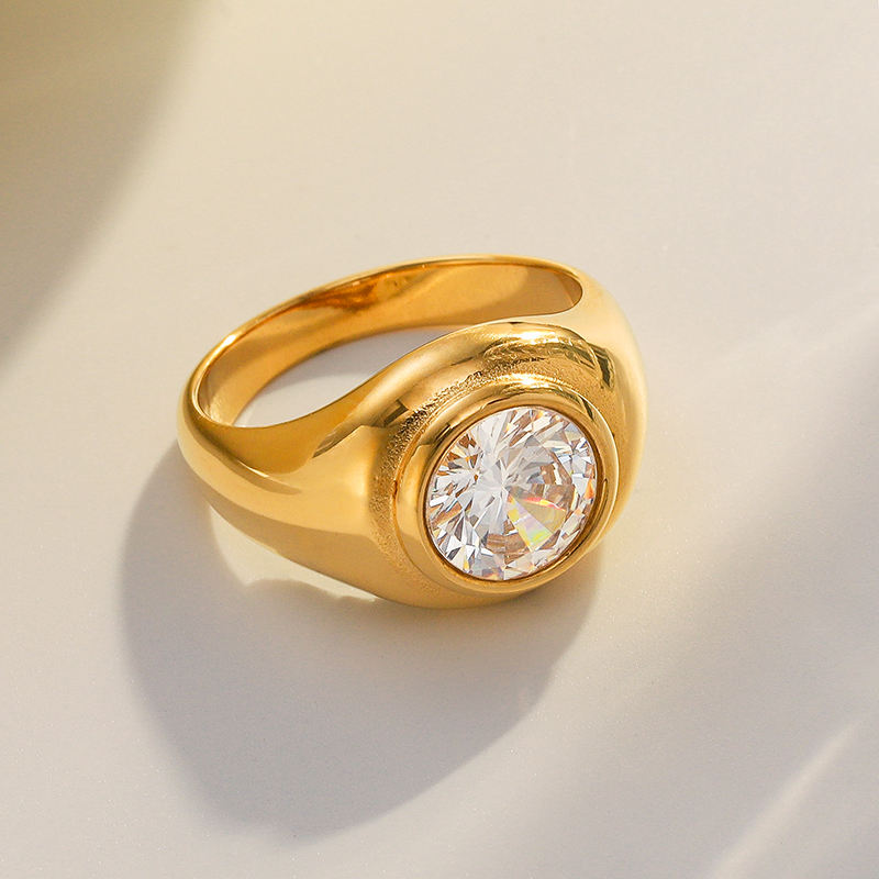 Vintage Forged Gold Zirconia Ring