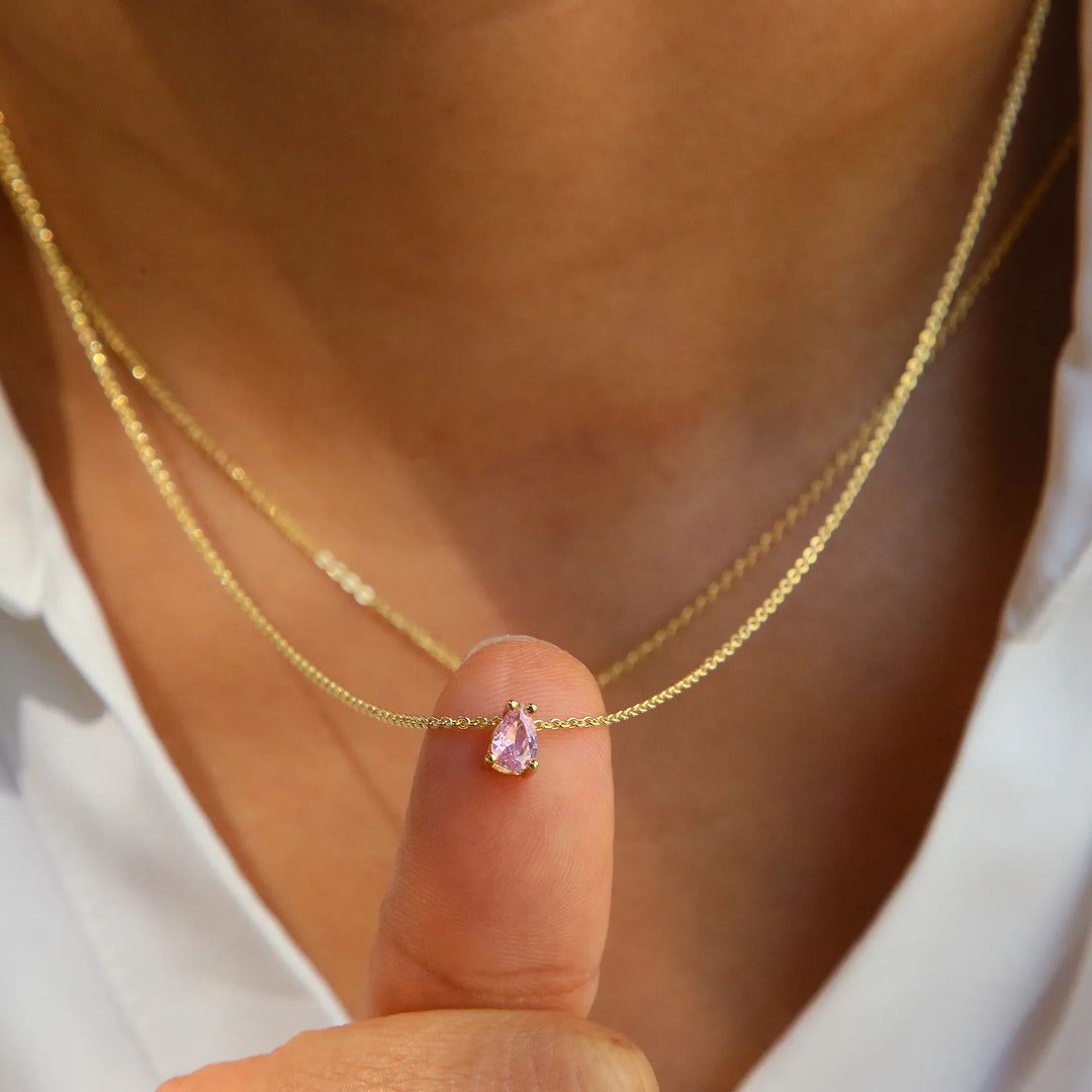 Crystal Teardrop Birthstone Necklace