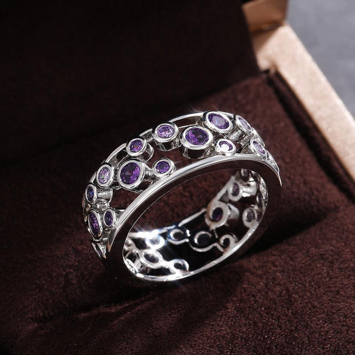 Hollow Blue Crystal Statement Ring