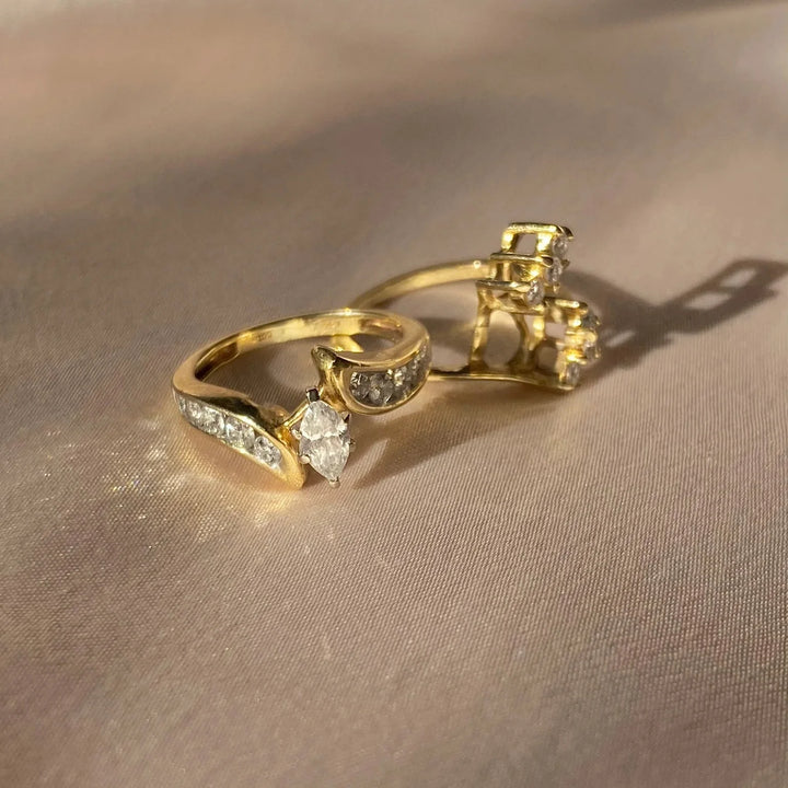 Vintage Gold Inlaid Zirconia Ring