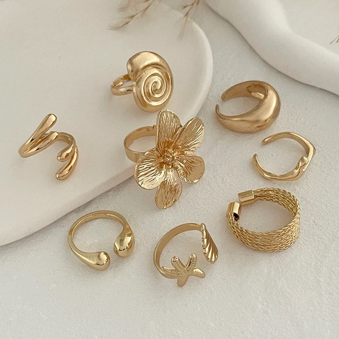 Vintage Flower Petal Ring Collection