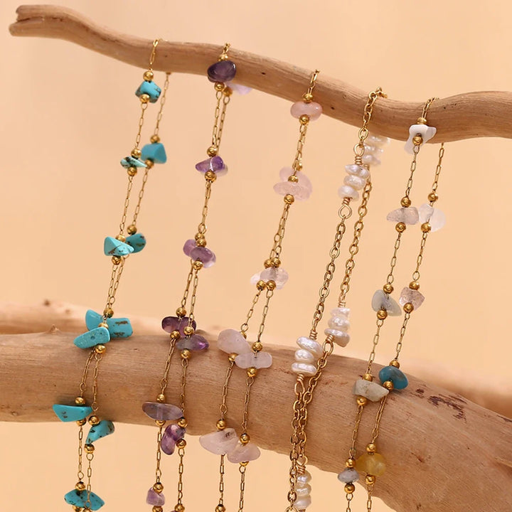 Natural Stone Gold Anklet