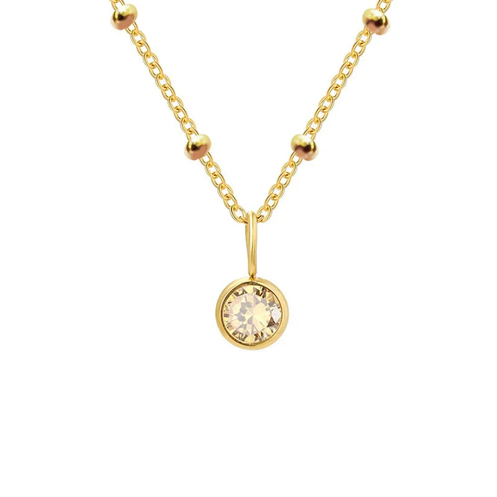 Dainty Birthstone Necklace with Beaded Chain