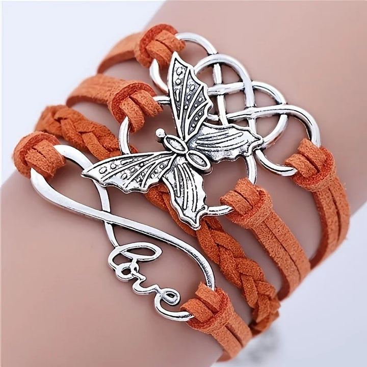 Vintage Love Butterfly Leather Bracelet