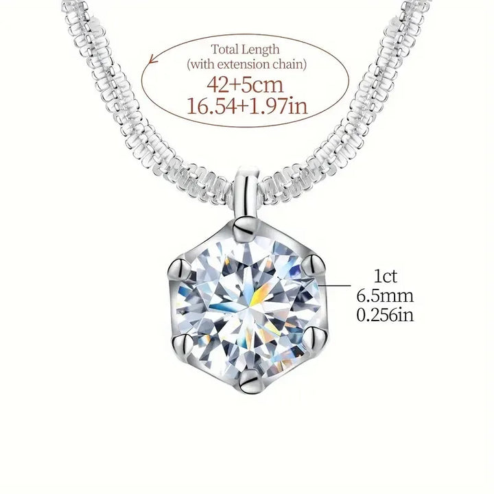 Moissanite Solitaire Pendant Sterling Silver Necklace