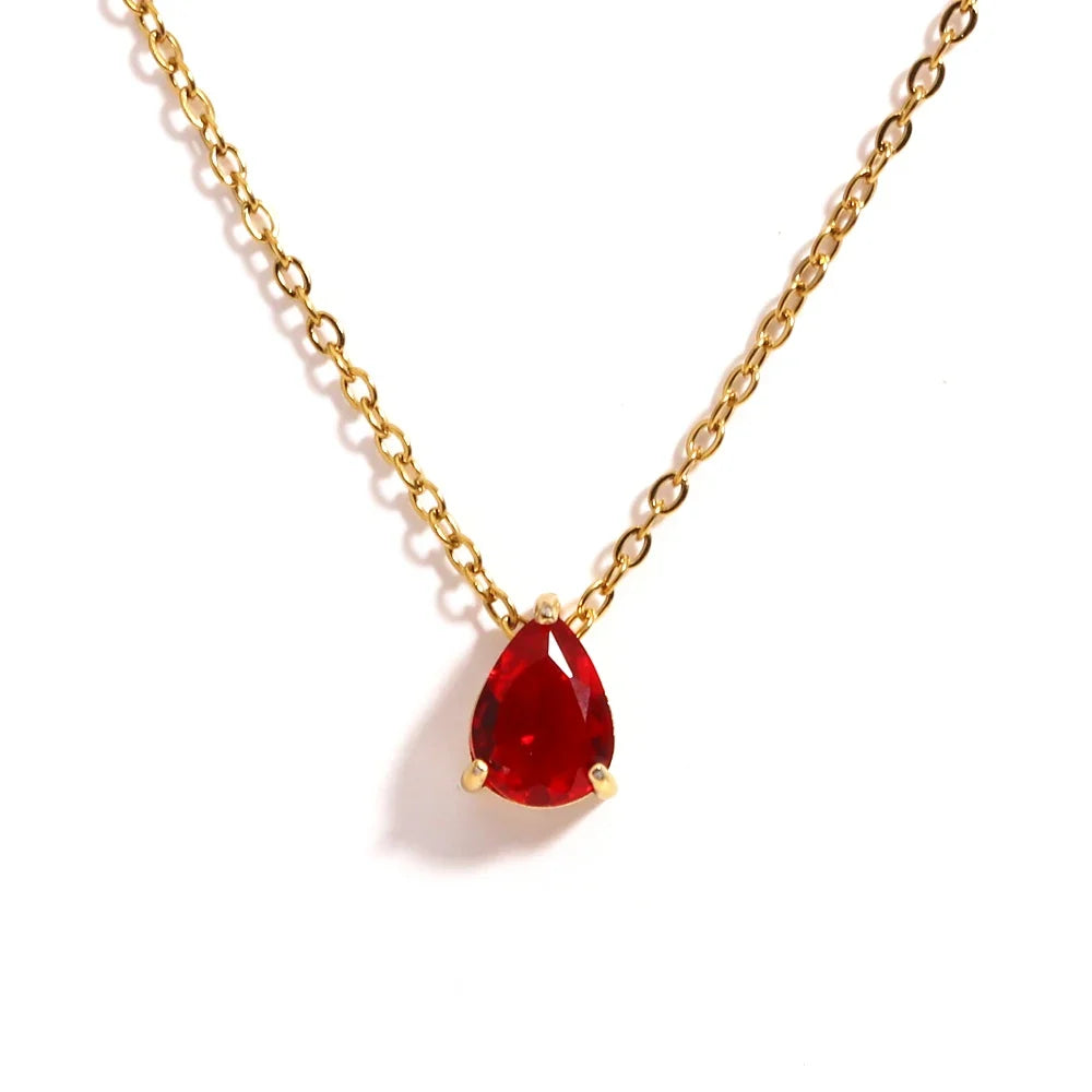 Crystal Teardrop Birthstone Necklace
