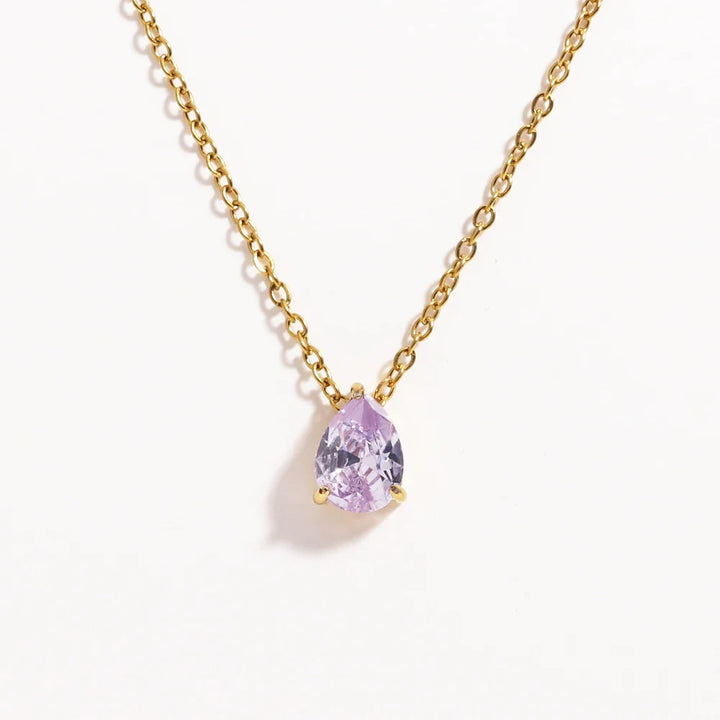 Crystal Teardrop Birthstone Necklace