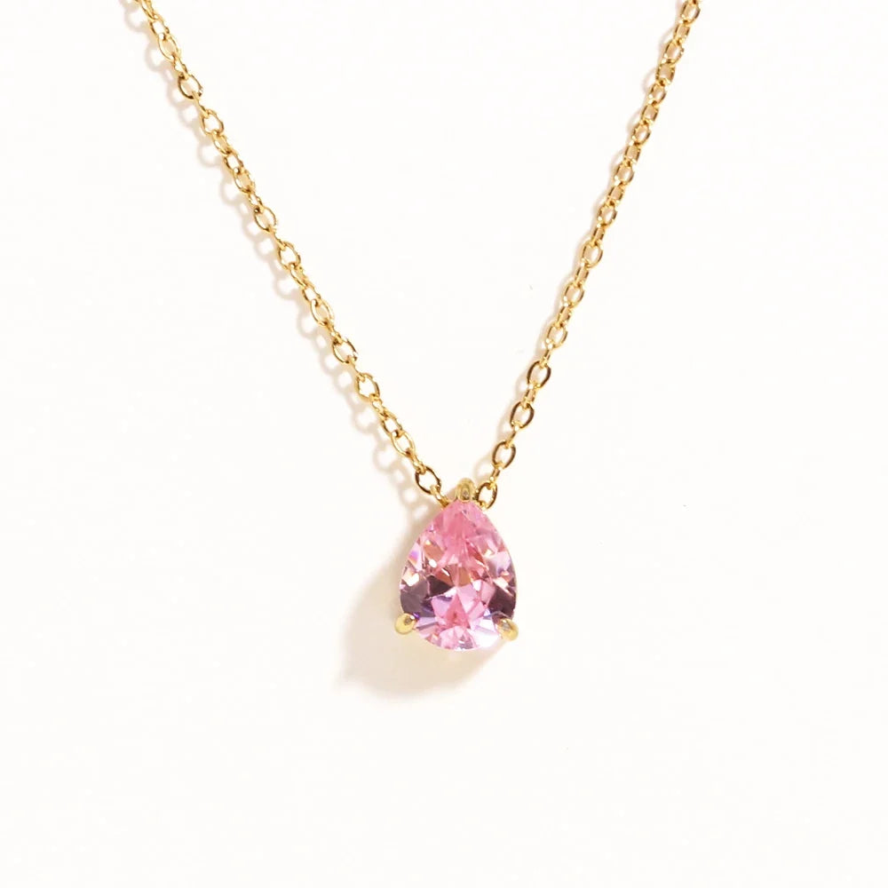 Crystal Teardrop Birthstone Necklace
