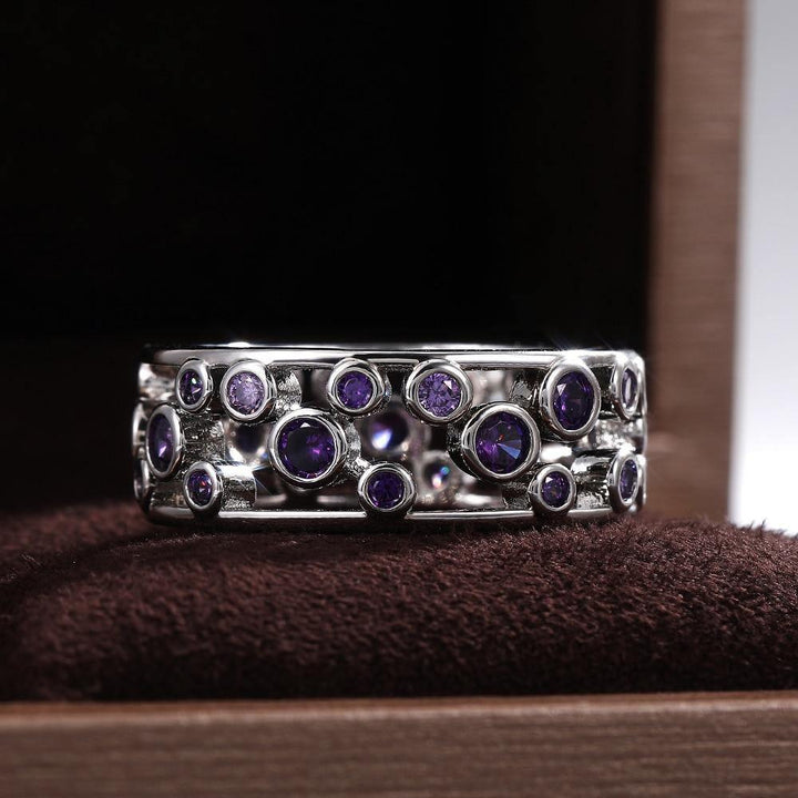 Hollow Blue Crystal Statement Ring