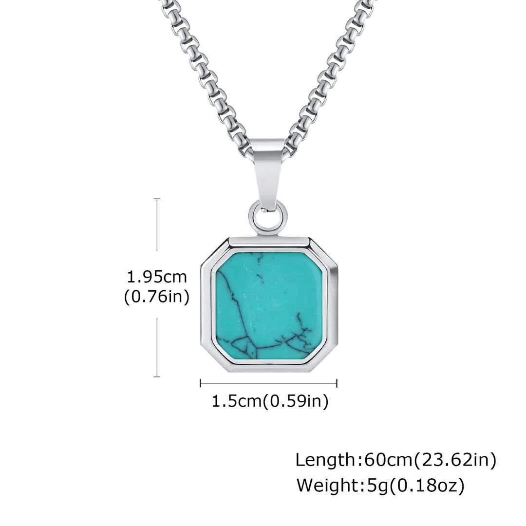 Turquoise Stone Pendant Necklace Set