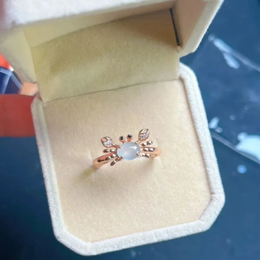 Ocean Crab Ring with Aquamarine Crystal