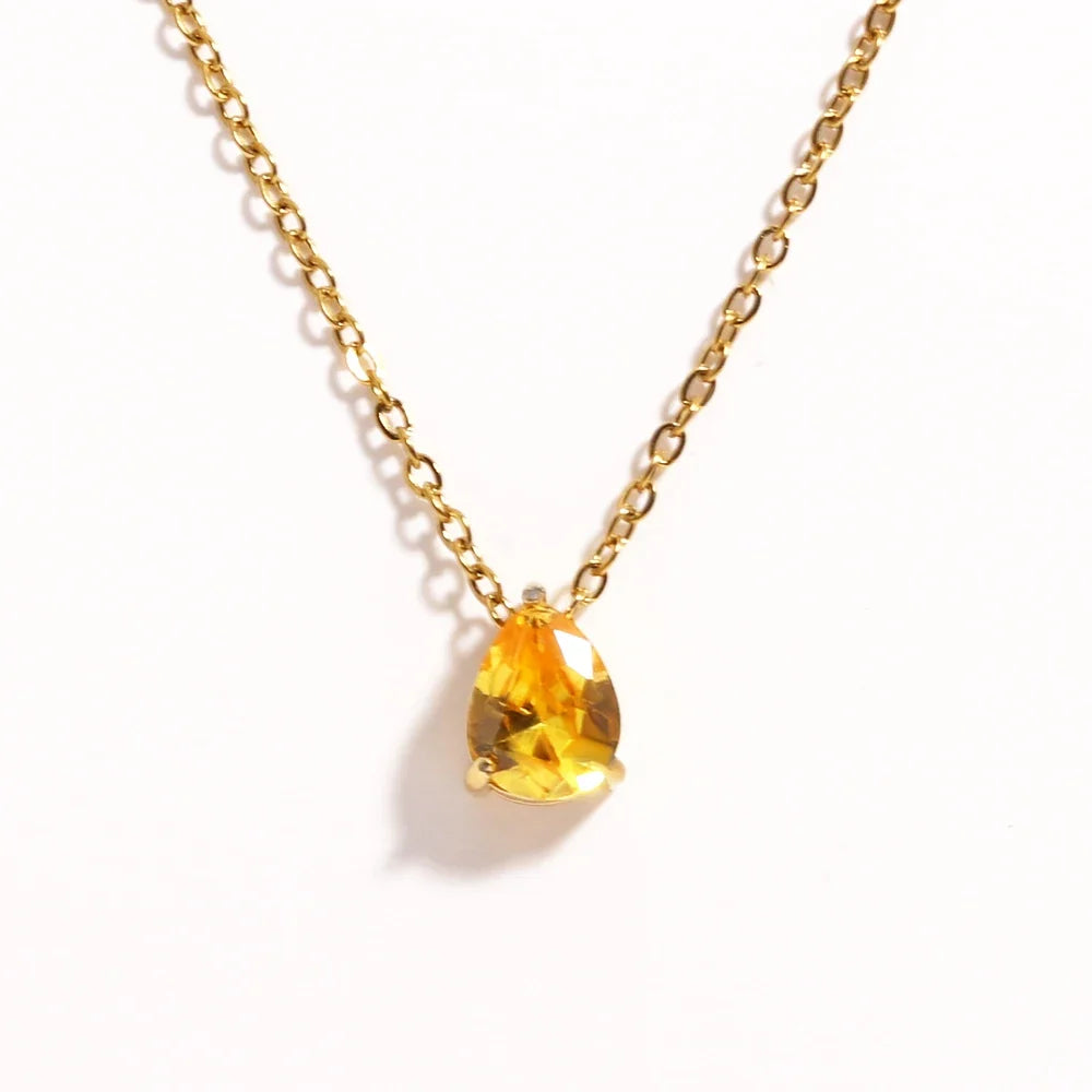 Crystal Teardrop Birthstone Necklace