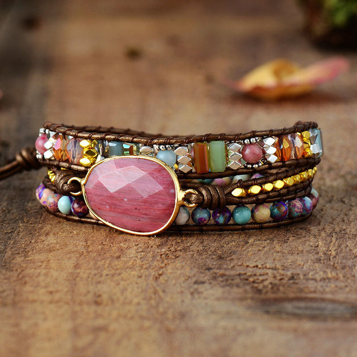 Rhodonite &amp; Jasper Wrap Bracelet