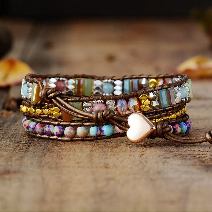 Rhodonite &amp; Jasper Wrap Bracelet