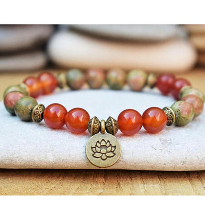 Jasper &amp; Carnelian Mala Bead Bracelets