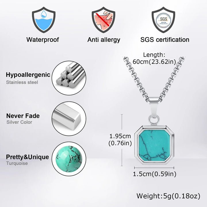 Turquoise Stone Pendant Necklace Set