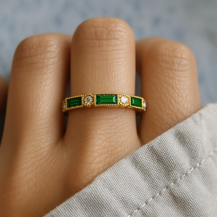 Alex Green Inlaid Zirconia Gold Ring