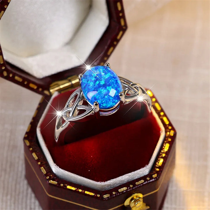 Blue Opal Vintage Silver Ring
