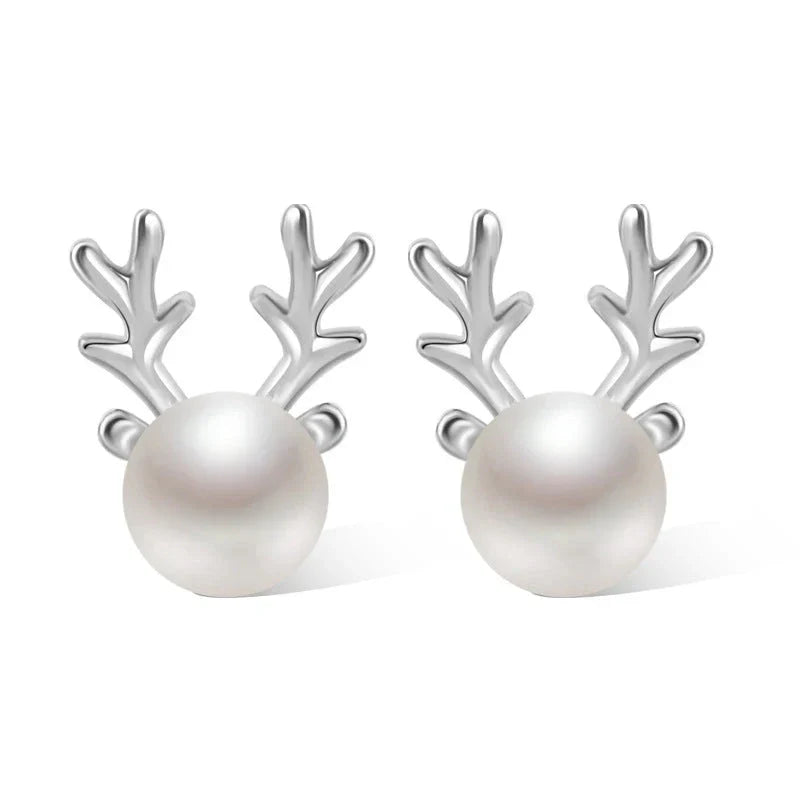 Reindeer Pearl Stud Earrings