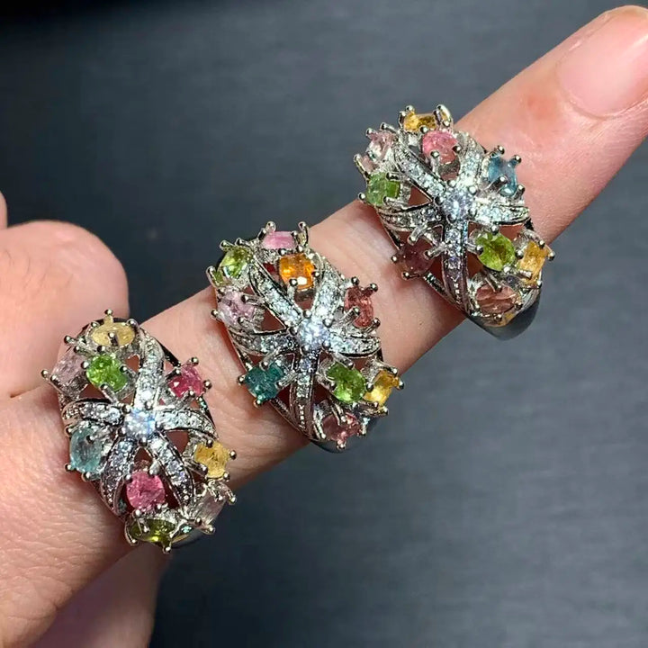 Natural Tourmaline Adjustable Ring