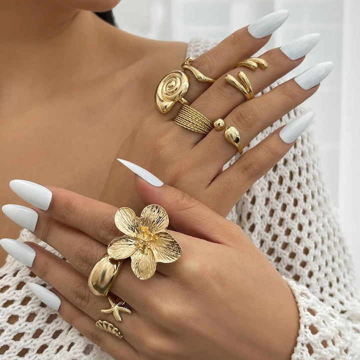 Vintage Flower Petal Ring Collection