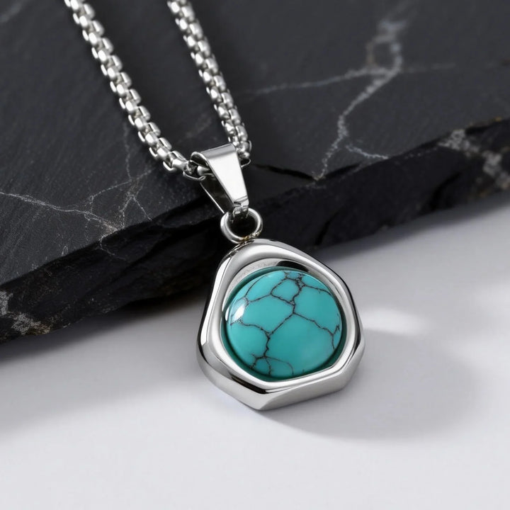 Turquoise Stone Pendant Necklace Set
