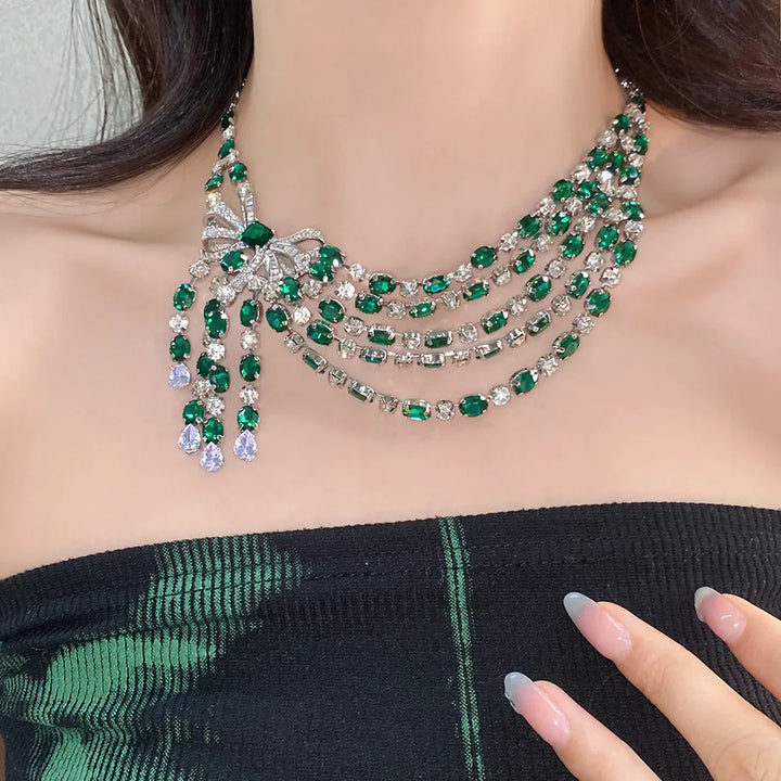 Vintage Bow Diamond Pendant Necklace